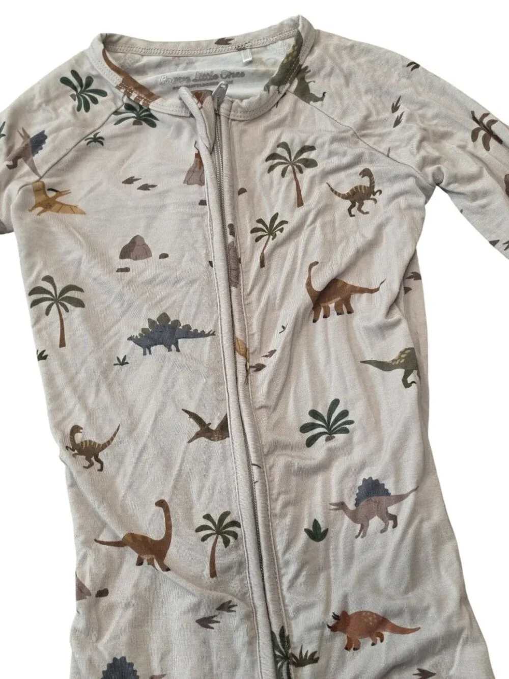 Brave Little Ones Dinosaur Baby Pajamas 12-18M Bamboo Soft Stretchy Zip flip fee